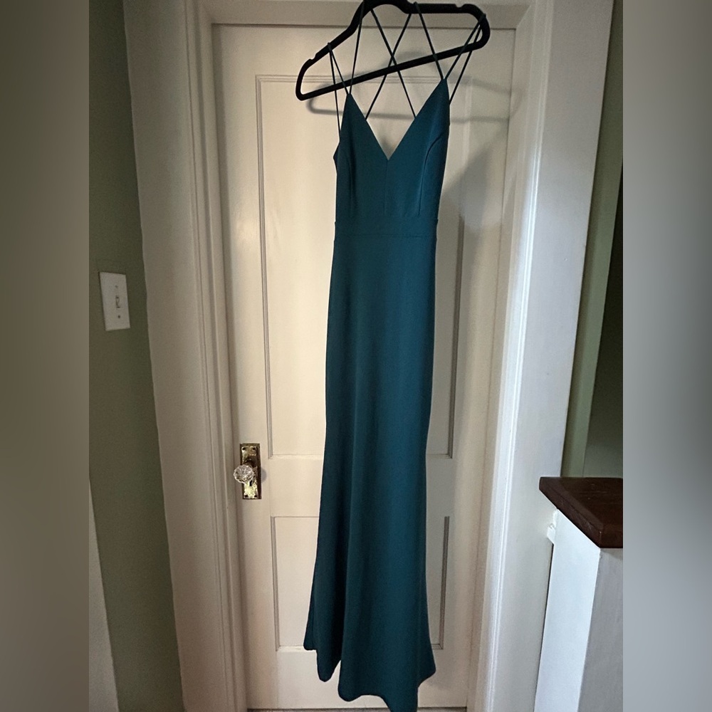 Windsor Teal Open Back Maxi Dress